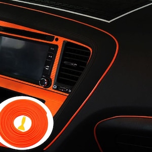 Orange Car Interior Decorative Molding Door Panel Dashboard Gap Trim DIY Flexible Strip with Free Installation Tools