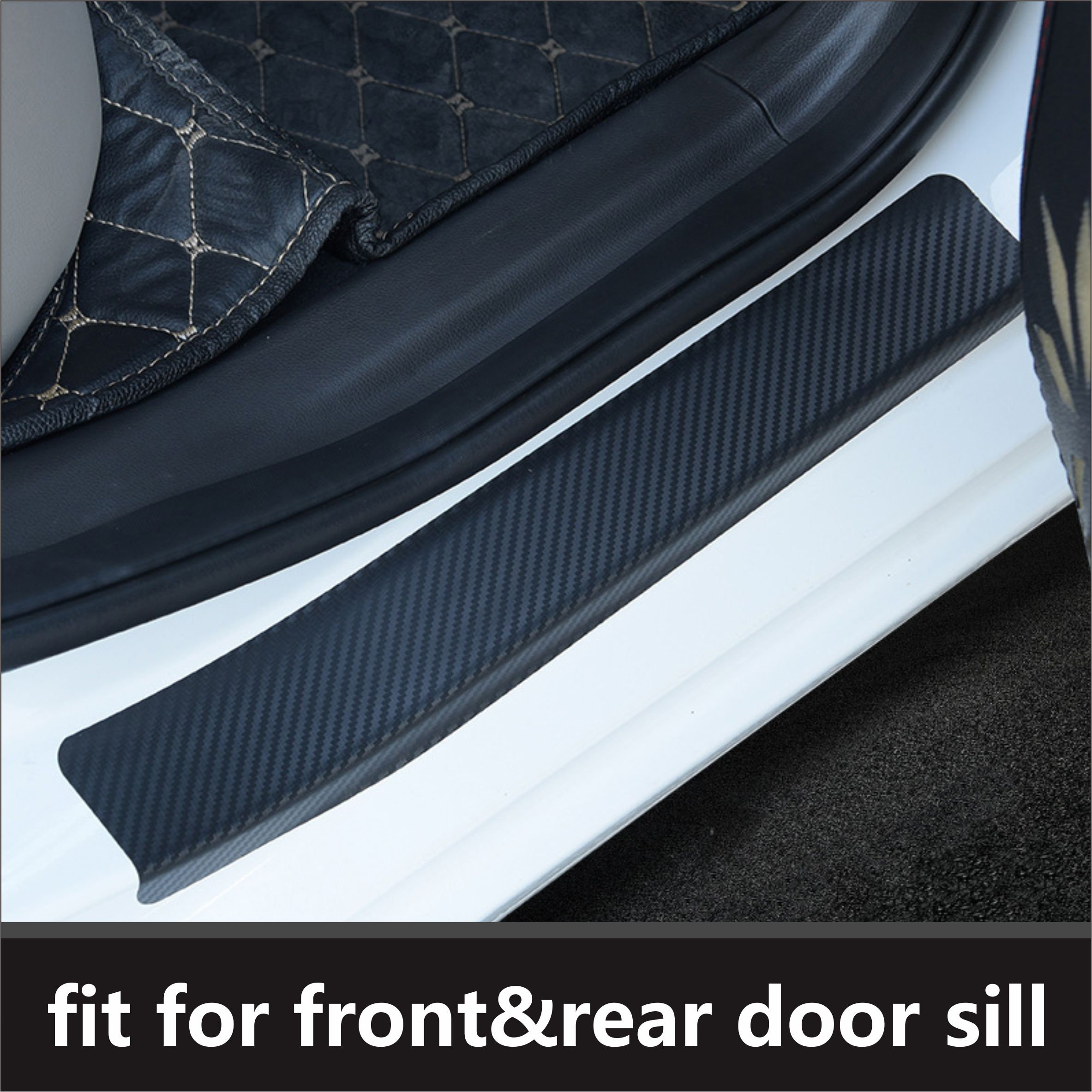4PCS Car Door Sill Protector Universal 3D Carbon Fiber Texture ...