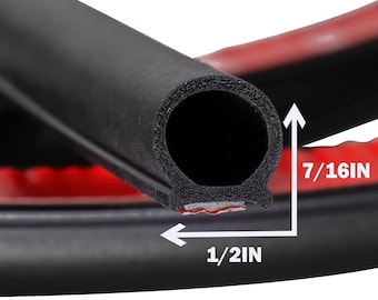 1/2"X7/16" D-Shape Weather Stripping Heavy Duty Rubber Seal w/Bulb Door Gasket Strip Car Truck Window Door Soundproof Self-Adhesive Black