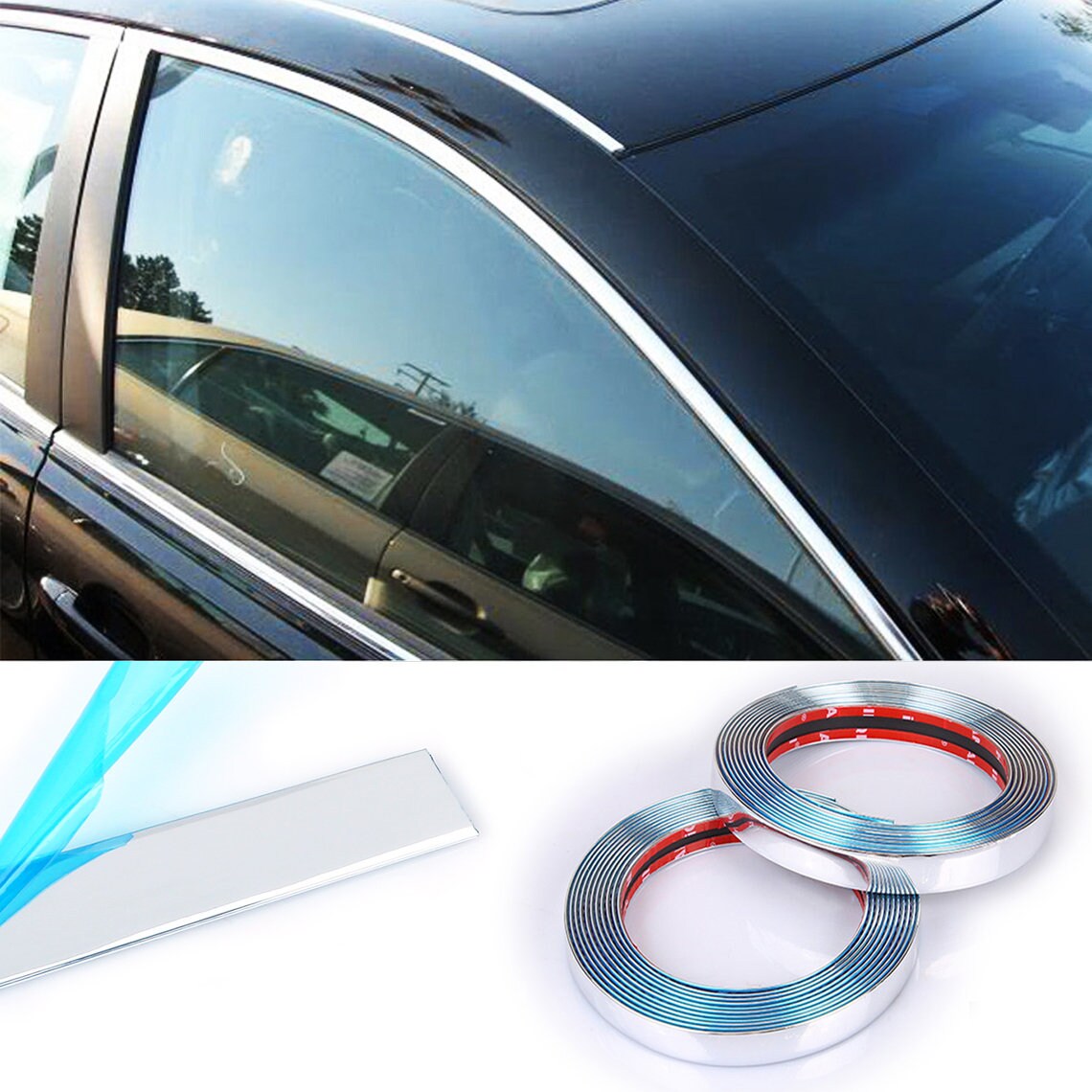 10mm*3m Chrome Car Styling Moulding Strip Trim Self Adhesive Cover Tape Silver E - Foto 7