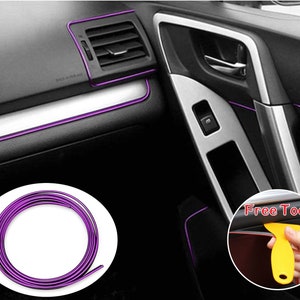 Chrome Purple Car Interior Decorative Molding Door Panel Gap Trim DIY Flexible Strip with Free Installation Tools