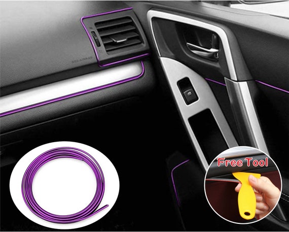 Chrome Purple Car Interior Decorative Molding Door Panel Gap Trim DIY  Flexible Strip With Free Installation Tools 