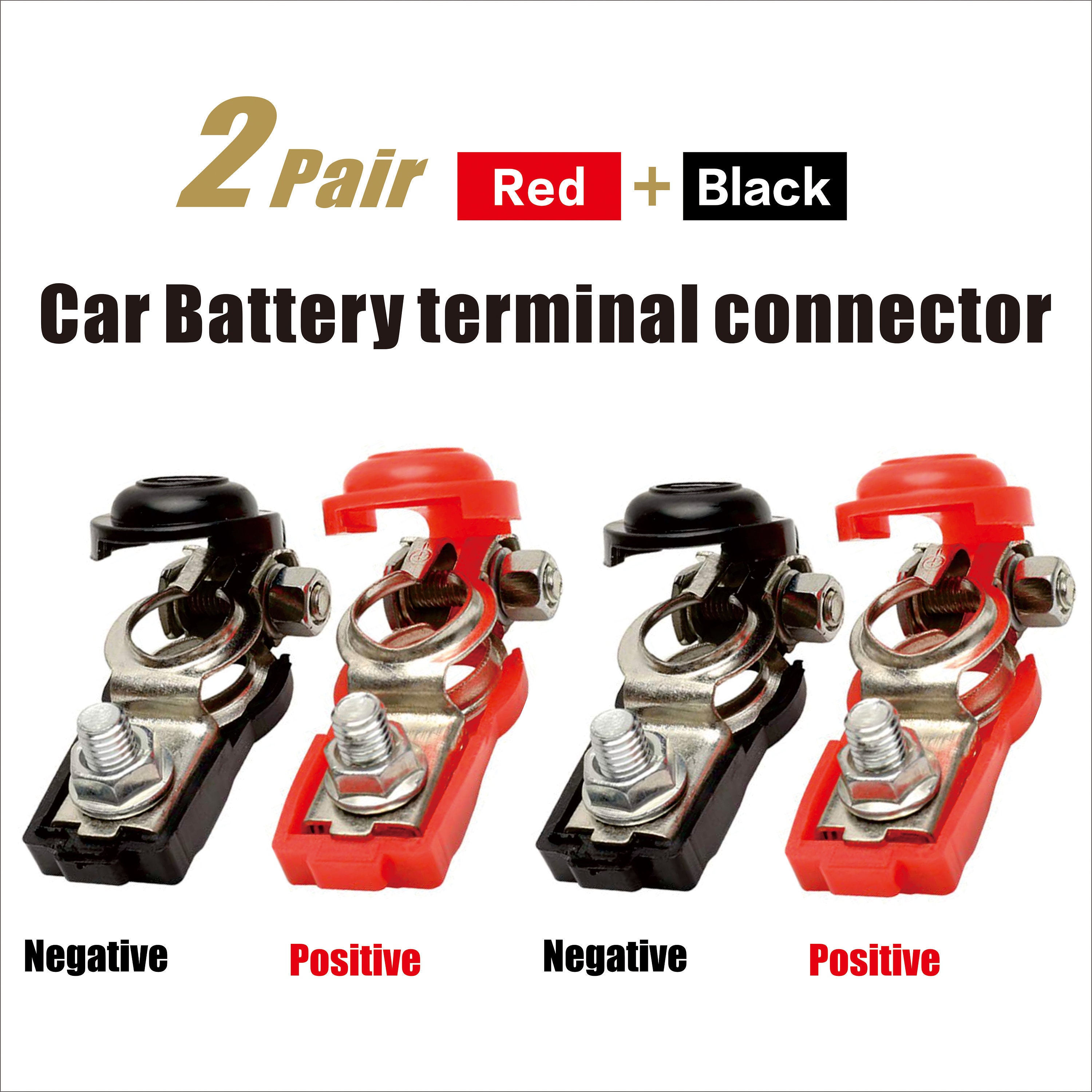 Connecteur terminal de batterie de voiture 2 paires Clamp Clips Negative  Positive for Auto Car Truck RedBlack -  France