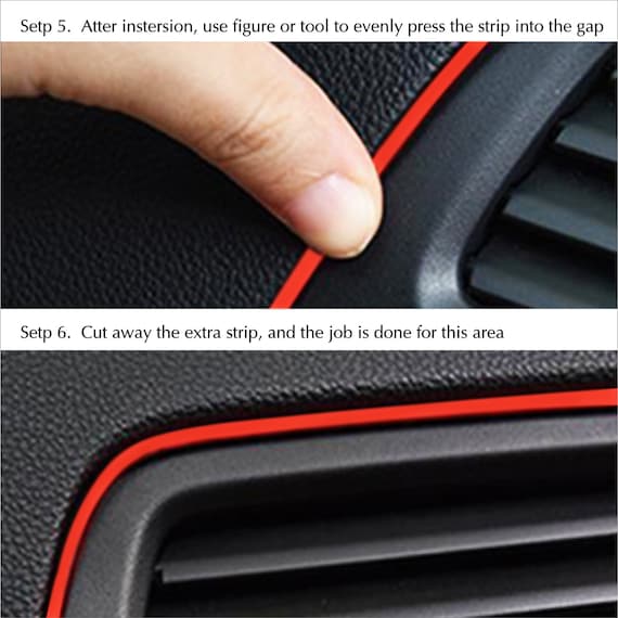 Red Car Interior Decorative Molding Door Panel Gap Trim DIY 