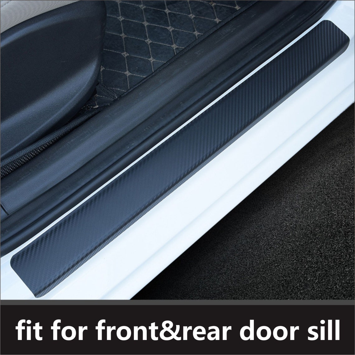 4PCS Car Door Sill Protector Universal 3D Carbon Fiber Texture ...