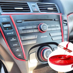 1/4&quot;wide Solid Red Car Motor Bike Self-Adhesive Exterior&Interior Molding Trim Fender Dashboard Bumper Window Door BodySide Decorative Strip