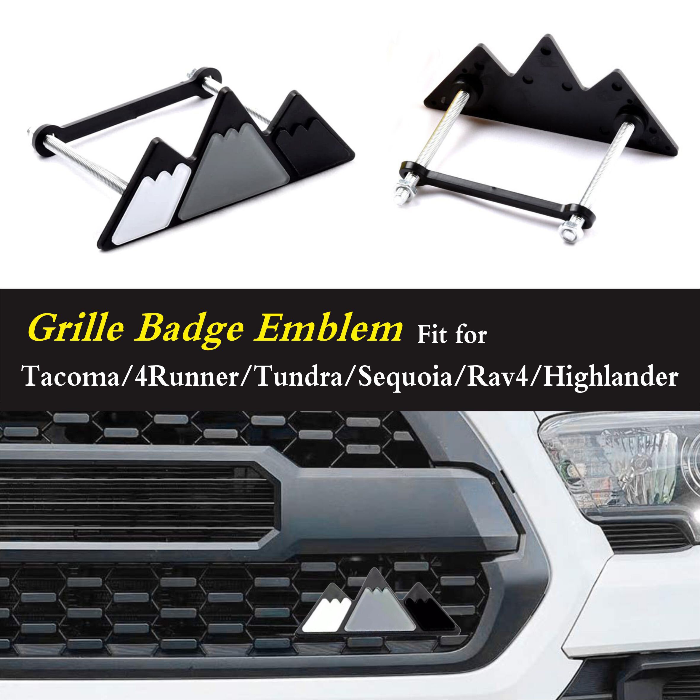 Badge Tricolore Drapeau Américain Pour Calandre - Compatible Tacoma, 4Runner, Tundra, Rav4 - 11.9 X 2.3 Cm - ABS Résistant - 3