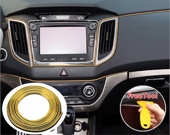 30Ft(9m) Car Interior Decorative Molding Door Panel Gap Trim DIY Flexible Strip with Free Installation Tools (6 Color Options )
