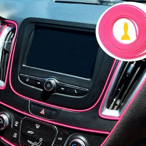 Pink Car Interior Decorative Molding Door Panel Gap Trim DIY Flexible Strip with Free Installation Tools