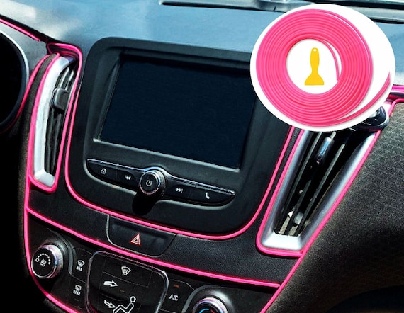 Pink Car Interior Decorative Molding Door Panel Gap Trim DIY Flexible Strip with Free Installation Tools Add a touch of glamour to your car's interior with this pink car interior decorative molding door panel gap trim. Made from flexible strip material, this DIY accessory can be easily installed using the free installation tools included. Perfect for those who want to add a pop of color and personality to their vehicle.