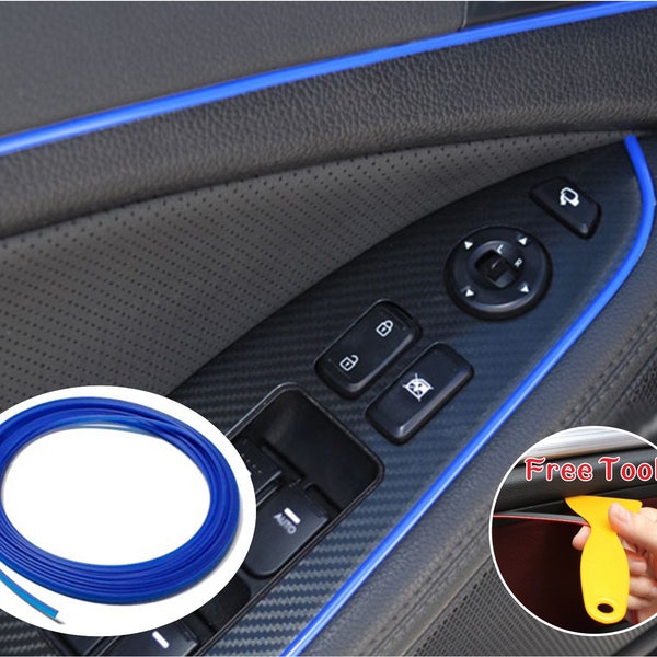 20Ft(6m) Car Interior Decorative Molding Door Panel Gap Trim DIY Flexible Strip with Free Installation Tools (7 Color Options )