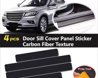 Red MAXMILO 4Pcs Door Sill Protector Reflective 4D Carbon Fiber Leather Sticker Decoration Door Entry Guard Door Sill Scuff Plate Stickers Auto Accessories Compatible for Dodge Durango