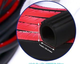 3/8"×1/4" D-Shape Weather Stripping Heavy Duty Rubber Seal w/Bulb Door Gasket Strip for Car Truck Window Door Soundproof Self-Adhesive Black