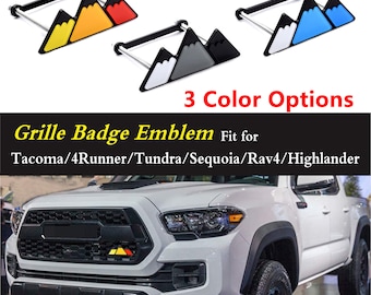 Tri-color Mountain Grille Badge Emblem Decoration Accessories Car Truck Label Compatible with Tacoma 4Runner Tundra Sequoia Rav4 Highlander