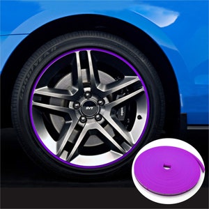 26FT Purple Car Wheel Hub Rim Edge Protector Ring Tire Guard Sticker Rubber Strip Line