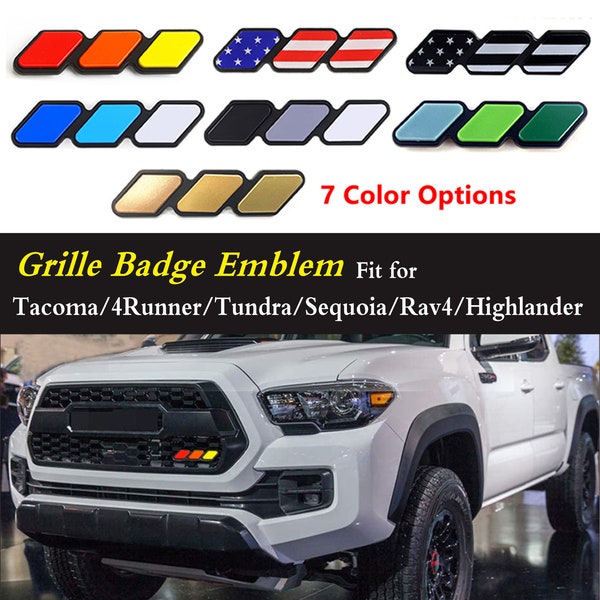 Tri-color Grille Badge Emblem Decoration Accessories Car Truck Label Compatible with Tacoma 4Runner Tundra Sequoia Rav4 Highlander