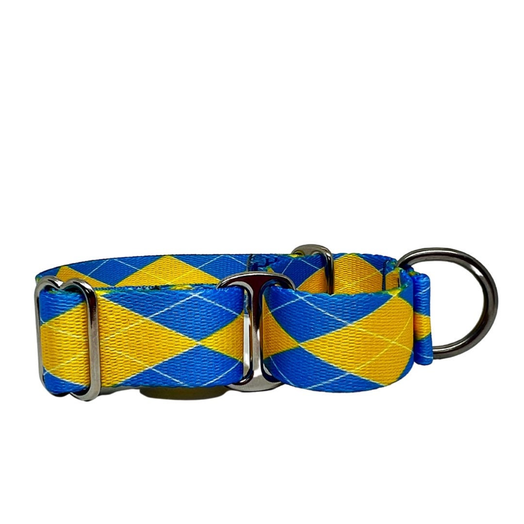 Blue and Yellow Argyle Adventure Dog Collar Martingale Dog Etsy UK