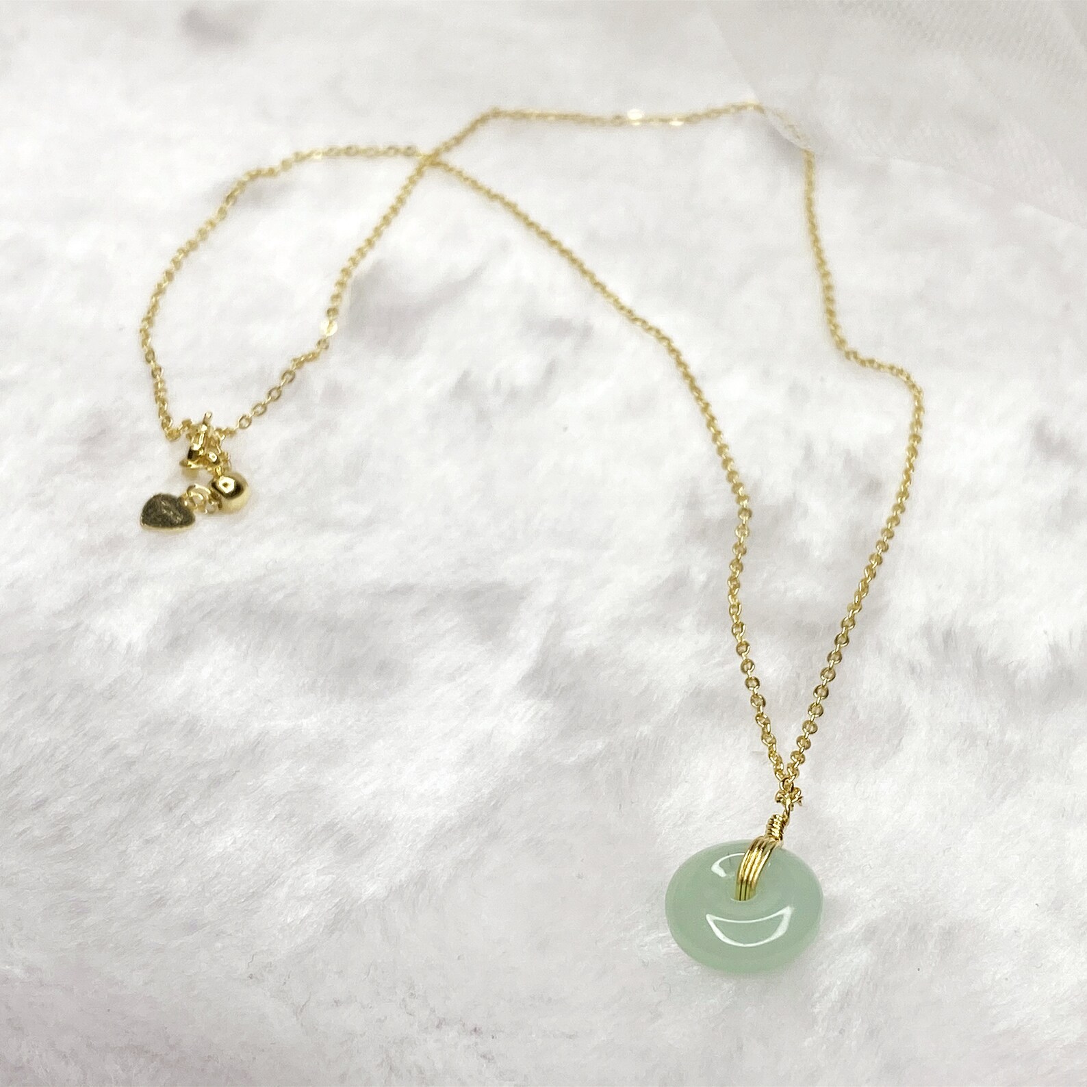 Simple Dainty Jade Necklace 14kgold peace buckle green jade Etsy