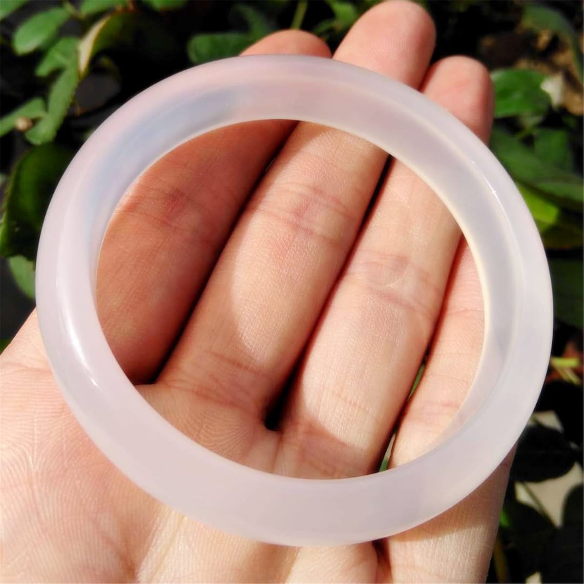 Genuine Icy Transparent White Jade Bangle Elegant Natural Etsy