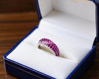 Natürlicher Rubin Ring 925 Sterling Silber, Handgemachter Echter Rubin Ring, Juli Geburtsstein Ring, Eleganter Edelstein Schmuck, Geschenk für Sie