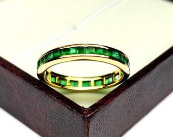 18K Gold Natürlicher Smaragd Frauen Handgemachter Ring für Hochzeit Verlobung Jahrestag Geburtstag Weihnachten Vorschlag Ring