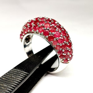 Rubinring aus Sterlingsilber, Muttertagsgeschenk, natürlicher Rubinring, echter Rubinring, runder Rubinring, Rubin und Silberjubiläumsgeschenk
