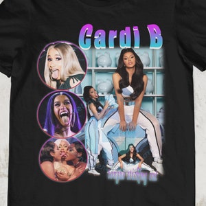 Cardi B shirt, Retro 90s Cardi B sweatshirt tshirt, Rap shirt, Hip Hop, Cardi B t-shirt art poster tongue sticking out unisex tees shirt image 1