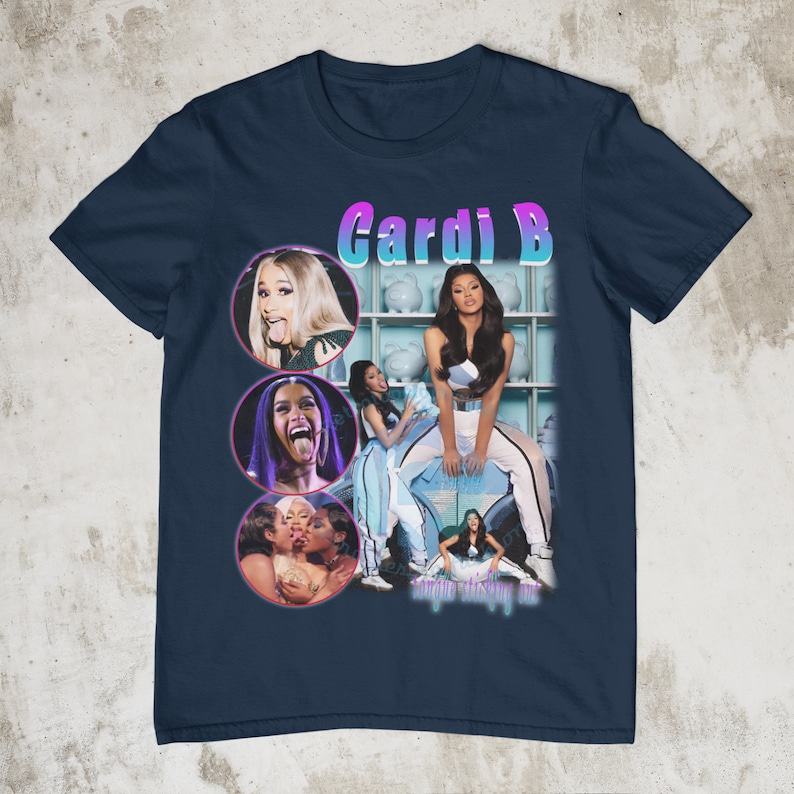 Cardi B shirt, Retro 90s Cardi B sweatshirt tshirt, Rap shirt, Hip Hop, Cardi B t-shirt art poster tongue sticking out unisex tees shirt image 7