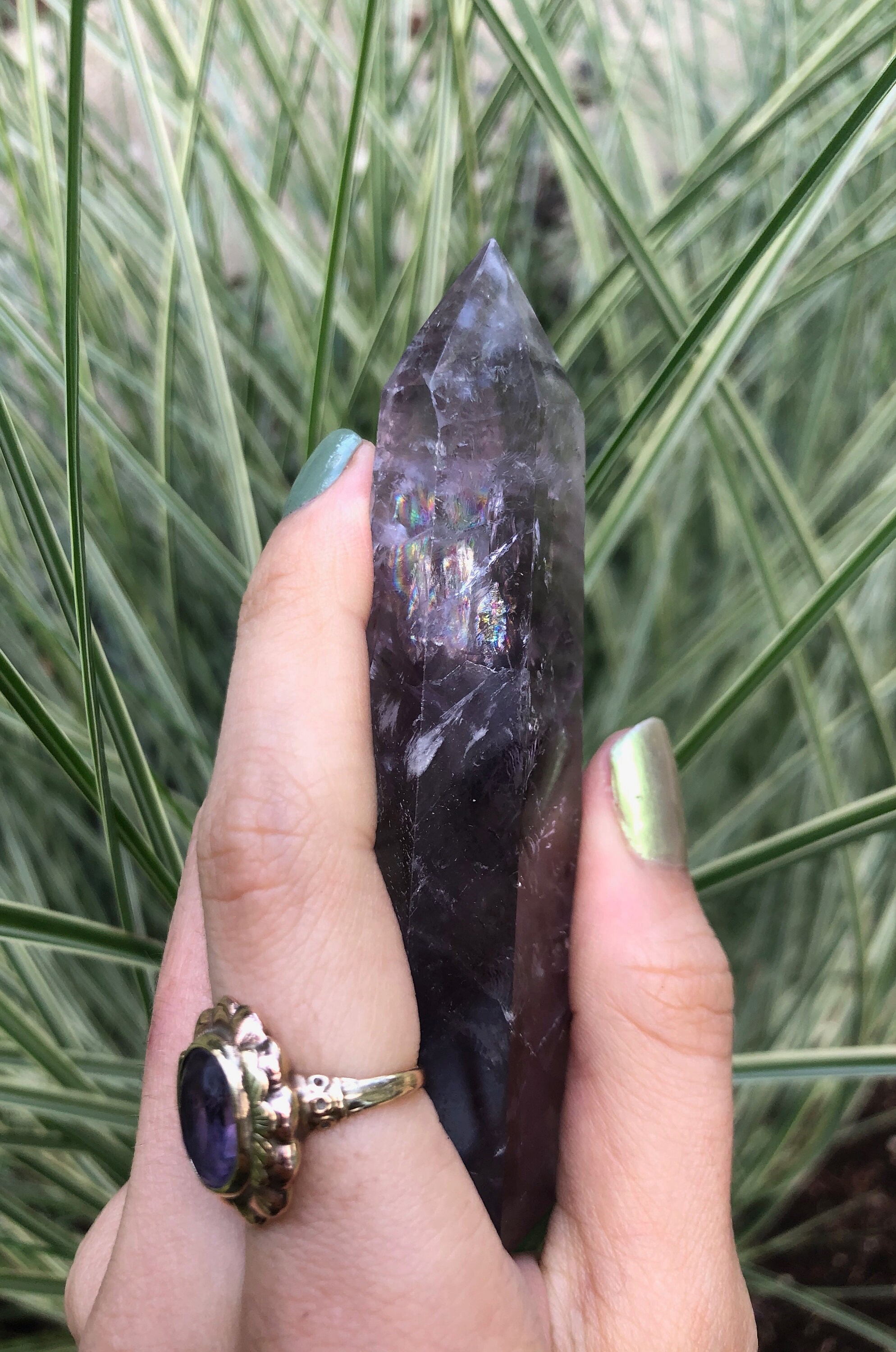 Amethyst Crystal Wand with Rainbows Etsy