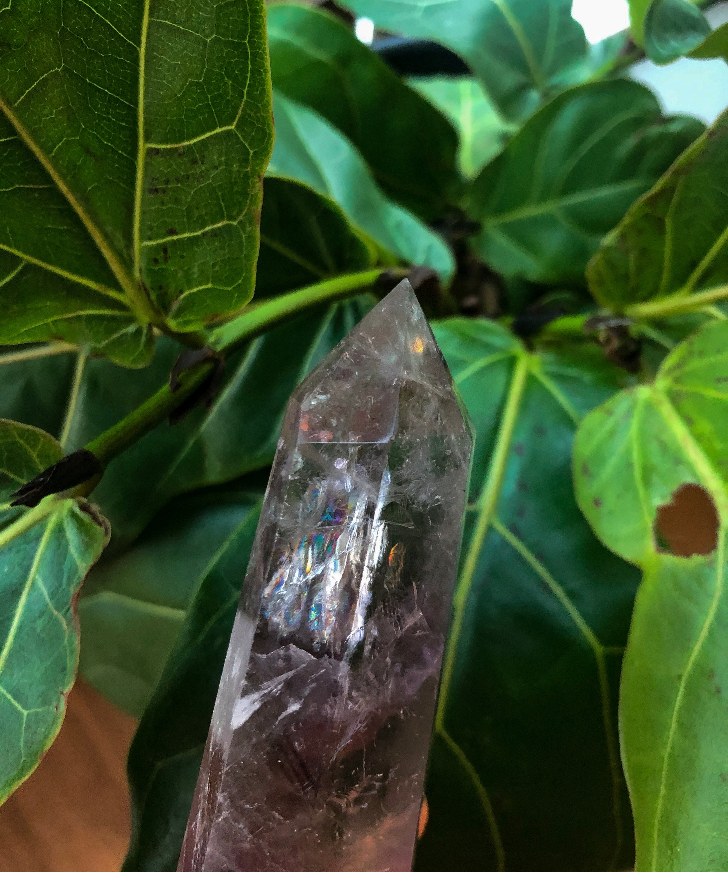 Amethyst Crystal Wand with Rainbows Etsy