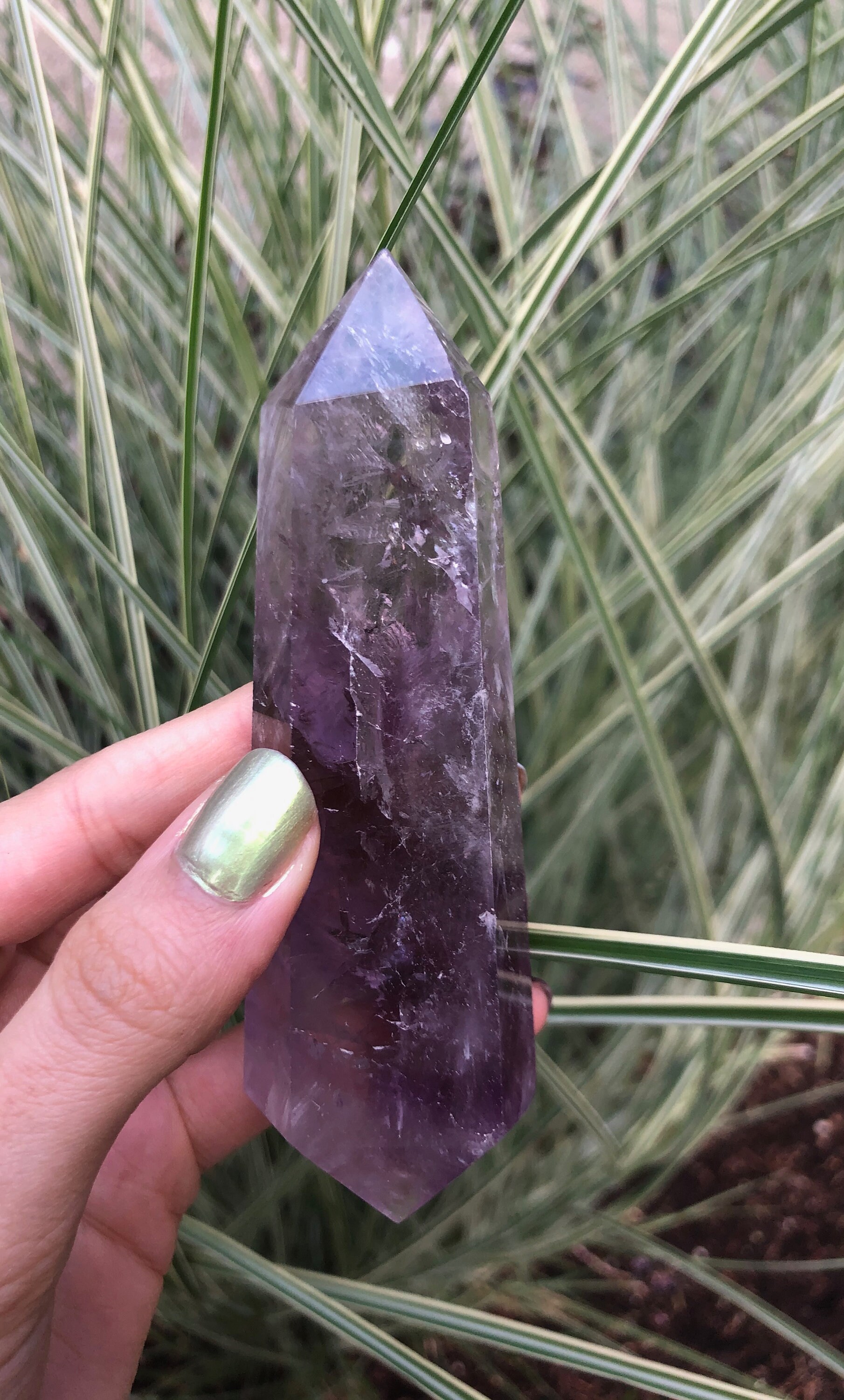 Amethyst Crystal Wand with Rainbows Etsy