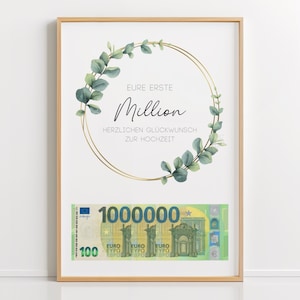 Geldgeschenk voor bruiloften - Uw eerste miljoen - Last-minute geschenk - Geldgeschenkidee - Zelf geldgeschenk maken - Downloaden en afdrukken - DIN A4