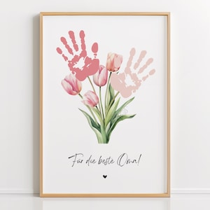 Regalo per la nonna PDF – Impronta della mano, regalo di compleanno, idea fai da te per la festa della mamma, regalo dell'ultimo minuto, DIN A4 da scaricare e stampare