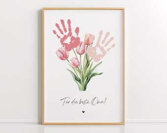 Gift for Grandma PDF – Handprint, Birthday Gift, DIY Mother's Day Idea, Last-Minute Gift, DIN A4 Download & Print