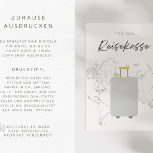 Stilvolles DIY-Geldgeschenk für Reise-Enthusiasten, Last-Minute-Vorlage, um Geld zu schenken und Abenteuer zu unterstützen.