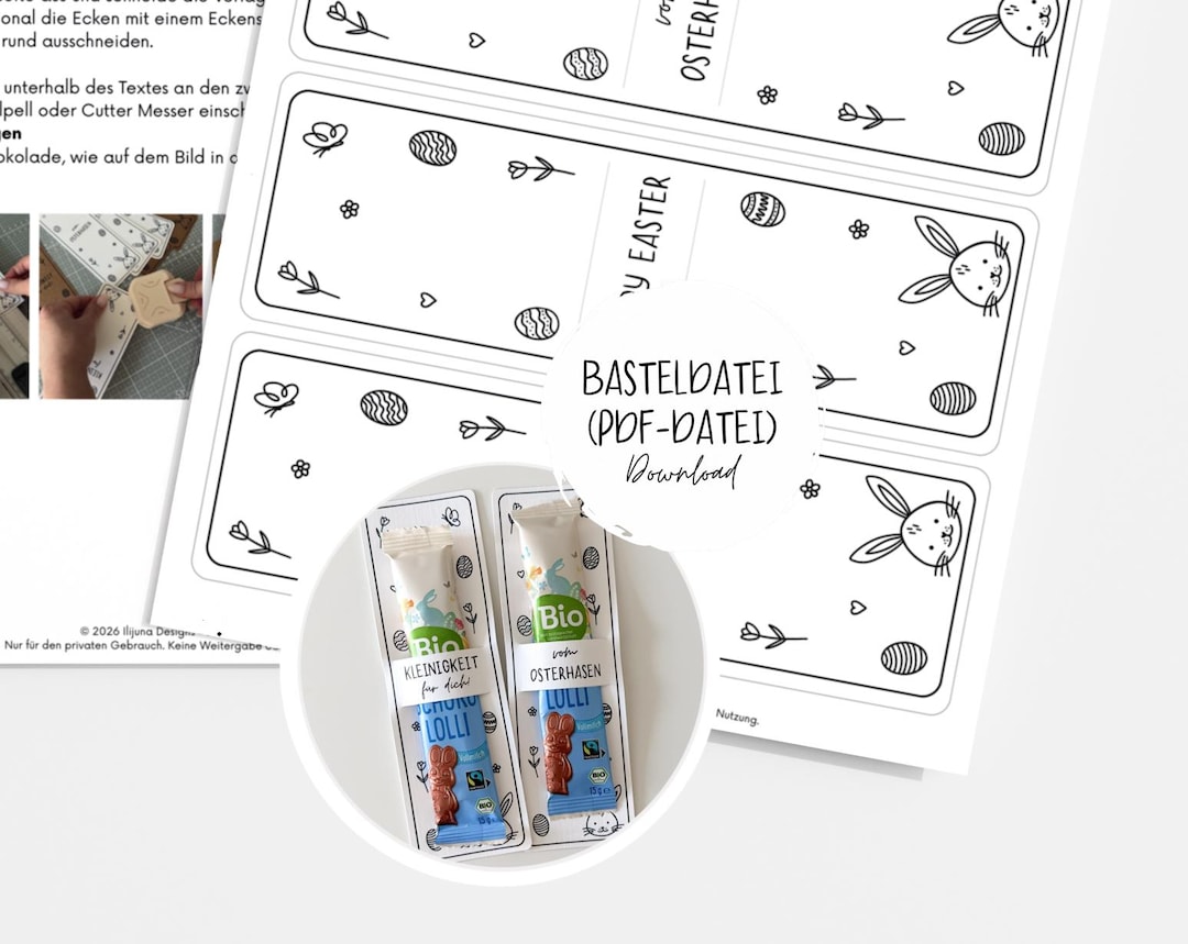 Easter Gift Idea: Chocolate Bar Packaging, Printable Easter PDF ...