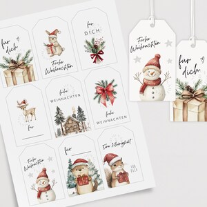 Weihnachtsanhänger zum Ausdrucken PDF Download Geschenkanhänger Weihnachten DIY Etiketten Frohe Weihnachten Geschenk Tags Druckvorlage