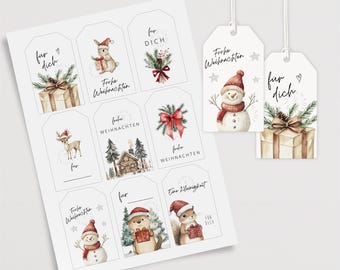 Printable Christmas Tags PDF Download Gift Tags Christmas DIY Labels Merry Christmas Gift Tags Printable Template