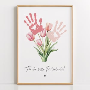 Geschenk für Patentante PDF – Handabdruck, Geburtstagsgeschenk, DIY Idee für ein Geschenk, Last-Minute Geschenk, Downloaden & Ausdrucken