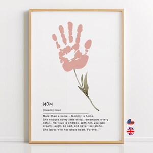 Muttertagsgeschenk für Mama PDF – Handabdruck Bastelvorlage zum Muttertag, DIY-Idee für Kinder, Mama Definition, Downloaden (Englisch)