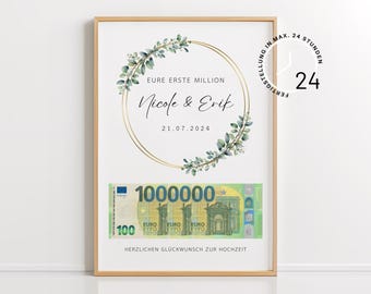 Geldgeschenk Hochzeit | Personalisiert | Eure erste Million | Geschenk zur Hochzeit | Last Minute Geschenk | Download und Druck | DIN A4