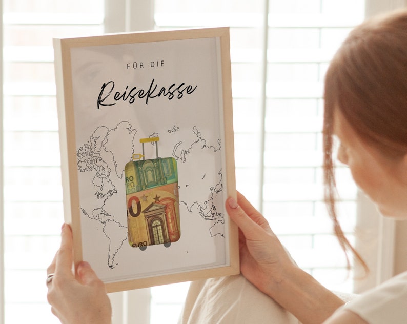 DIY Geldgeschenk-Reisevorlage für Last-Minute-Geschenke, perfekte Geschenkidee für Globetrotter, sofort zum Ausdrucken bereit.