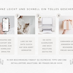 Kurze Anleitung zum Ablauf beim Kauf einer PDF Vorlage für Geldgeschenke.