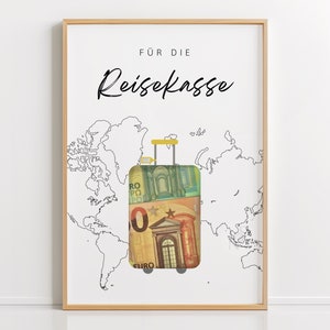 Geldgeschenk Reisekasse PDF zum Ausdrucken | Urlaubskasse, DIY Vorlage Reise Geschenk, Last-Minute Geschenk, Geld schenken, DIN A4 Download