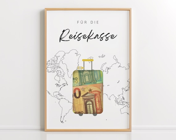 Geldgeschenk Reisekasse PDF zum Ausdrucken | Urlaubskasse, DIY Vorlage Reise Geschenk, Last-Minute Geschenk, Geld schenken, DIN A4 Download
