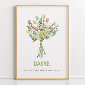 Regalo per insegnanti PDF – Bouquet di impronte digitali fai da te, regalo creativo di fine anno scolastico per la scuola o l'asilo, DIN A4 Scarica