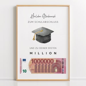 Geldgeschenk Schulabschluss PDF – Deine erste Million, Geld schenken zum Abschluss, Last-Minute Geschenk, DIY Vorlage, DIN A4 Download