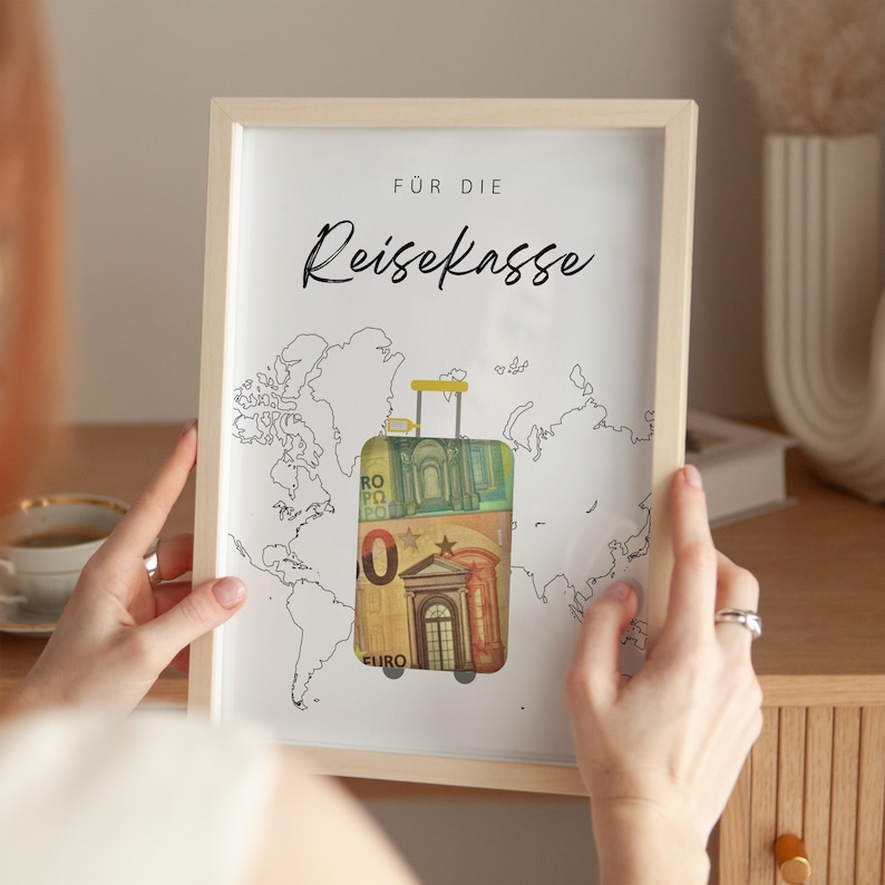 Reise-Geldgeschenk zum Ausdrucken, ideal für Abenteuerliebhaber, DIY-Geschenkvorlage zur Urlaubskasse für spontane Anlässe.