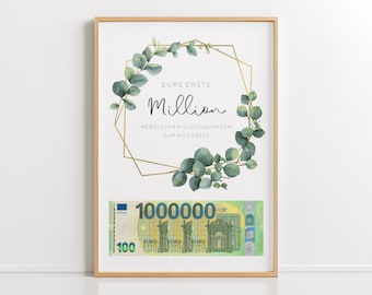 Geldgeschenk Hochzeit PDF - Eure erste Million | DIY Vorlage zum Download & Ausdrucken | Hochzeitsgeschenk Idee