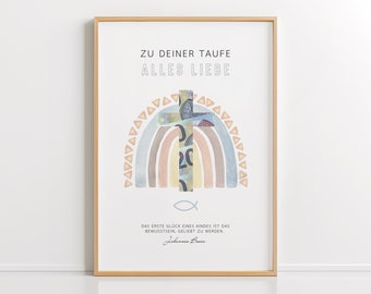 PDF de regalo de dinero para bautizo: Arcoíris, idea creativa para regalar dinero, regalo de bautizo de última hora, plantilla DIY, descarga digital, imprimible en formato DIN A4